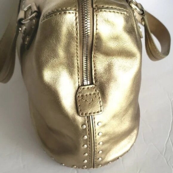 MICHAEL Micheal Kors Metallic Champagne Gold Leather Studded Satchel - Picture 8 of 12